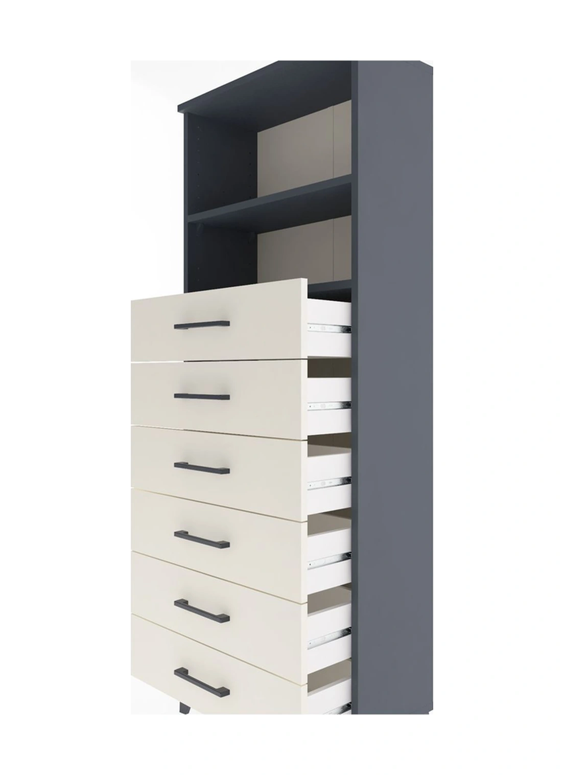Arges Dolap 2 Raflı 6 Çekmeceli 60x30x163 Antrasit-aytaşı Antrasit