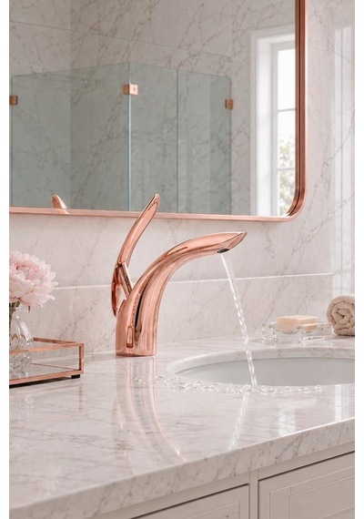 Luca Kısa Lavabo Bataryası Parlak Rose