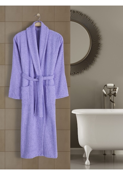 Lila Büyük Beden Şalyaka Pamuklu Hamam Sauna Banyo Battal Kadın Erkek Unisex 3xl 4xl Bornoz