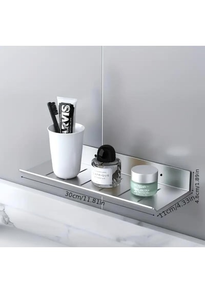 Gkd 304 Kalite Paslanmaz Çelik 40 Cm Ve 30cm 2 Adet Banyo Rafı Düzenleyici - Vidalı Sistem - Inox Gri