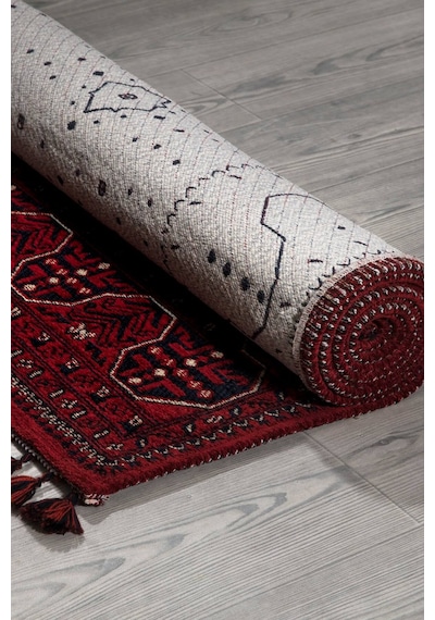 Kırmızı Renkli Afgan Tarzı Altı Kaymaz Şönil Kilim-58