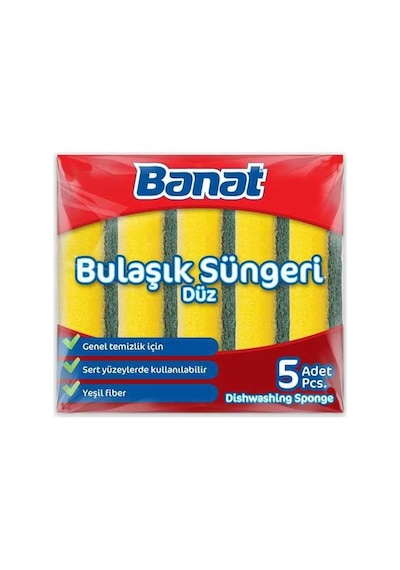 Düz Bulaşık Süngeri 5li