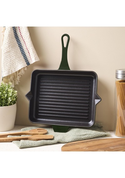 Yıldız Duo Techniq Grill Döküm Izgara Tava Fesleğen 26x32cm Çok Renkli