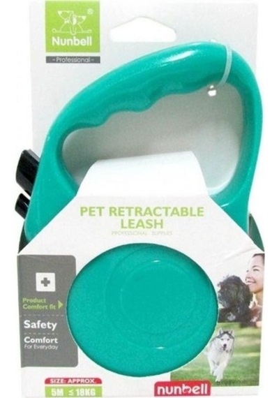 Nunbell Otomatik Şerit Uzatmalı Kedi Köpek Tasma 5 Mt Turkuaz