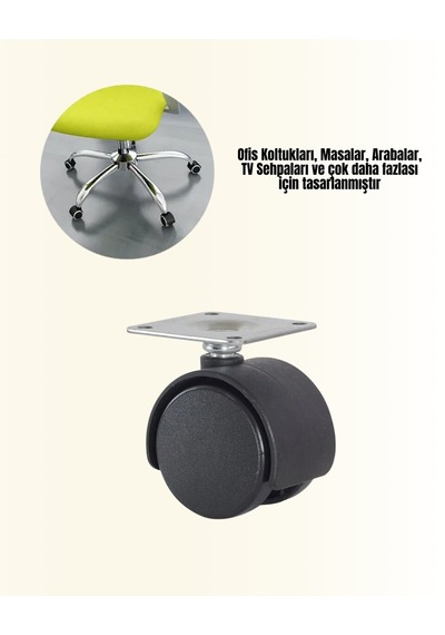 Northcity 6 Cm Kilitsiz Masa Ayağı Tekerleği 4'lü Set - Sessiz Ve Pratik Mobilya Tekerleği Siyah