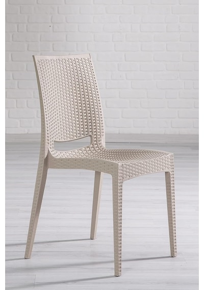Rattan Small Camlı Cappucino Masa Takımı Bahçe&balkon 1 Camlı Masa + 4 Sandalye