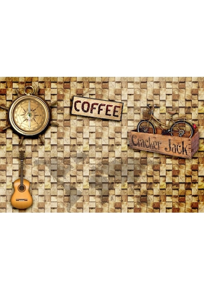 Kafe - Coffee İçin Özel Tasarım 3 Boyutlu Duvar Kağıdı