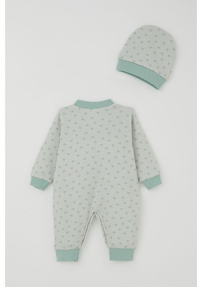 Breeze Erkek Bebek Tulum Mini Üçgenler Desenli 0-6 Ay, Su Yeşili Su Yeşili
