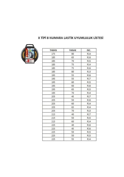 Oto Lastik Kar Zinciri X Tipi 8 Numara Diğer