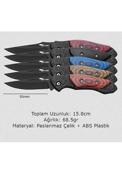 Valkyrie Mini Taktik Katlanır Çelik Outdoor Kamp Bıçak 15.8 Cm Kompakt & Dayanıklı Tasarım Kırmızı Kırmızı