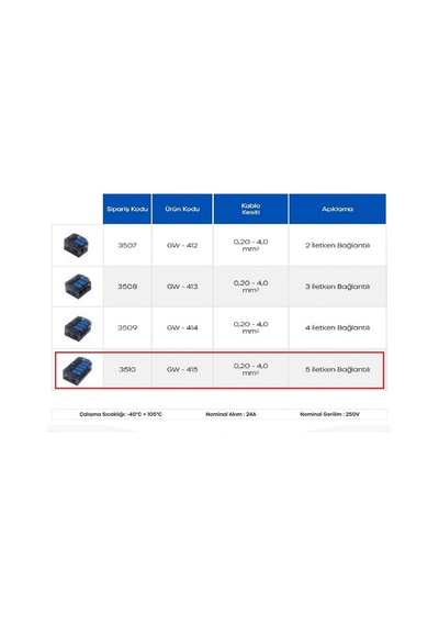 Gwest Gw-415 5 İletken Bağlantılı Çok Amaçlı Klemens 1 Adet
