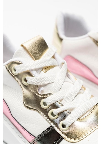 Beyaz Kadın Sneaker Bağcıklı Pembe Gold Detaylı Sneaker Elle 001 Beyaz Kadın Sneaker Bağcıklı Pembe Gold Detaylı Sneaker Elle 001