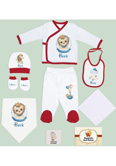 Bk Kids Kişiye Özel 9 Parça Kırmızı Hastane Çıkışı Ve Battaniye Hediye Seti, Yeni Doğan Bebek Giyim Hediyesi-2