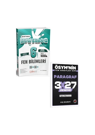 Günay 2027 6. Sınıf Fen Bilimleri Etkinlikli Bumerang Serisi+evp Akademi 3x27 Paragraf Deneme
