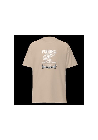 Wildstyle Fishing Is A Way Of Life Balıkçılık Yaşam Tarzı Baskılı Unisex Bisiklet Yaka Pamuklu Tişört - Camel