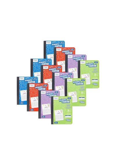 Primary Journal, 12'li Paket, Yarım Sayfa Çizgili Yaratıcı Hikaye Tablet, K-2 Sınıfları, 7 1/2 "x 9 3/4", 100 Sayfa, Çeşitli Renkler 610052-ecm