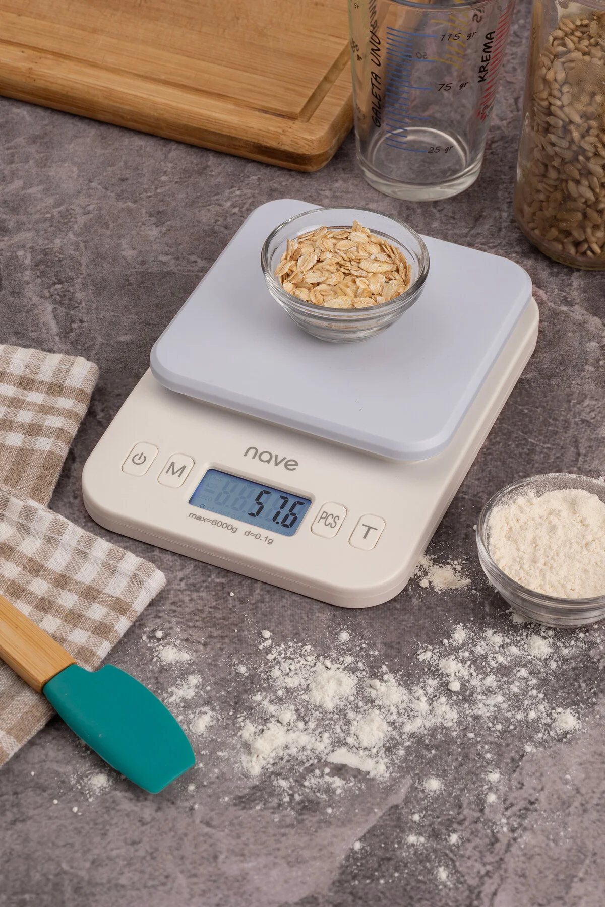 K5088 Dijital Mutfak Tartısı Pilli 0.1g Hassasiyetli, 6kg, Çoklu Birimli Hassas Terazi Gri - Mavi