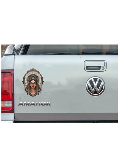 Kızılderili Kız Sticker - Araba Oto Motosiklet Karavan Sticker - 00031 30x23 Cm
