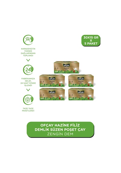 Ofçay Hazine Zengindem Demlik Poşet Çay 5'li 30 x 15 G