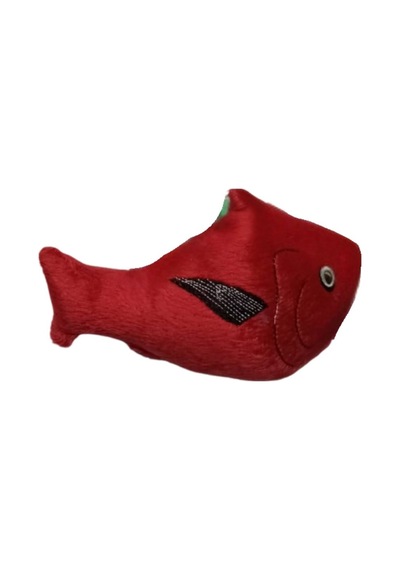 Peluş Balık Figürlü Kedi Oyuncağı Kırmızı