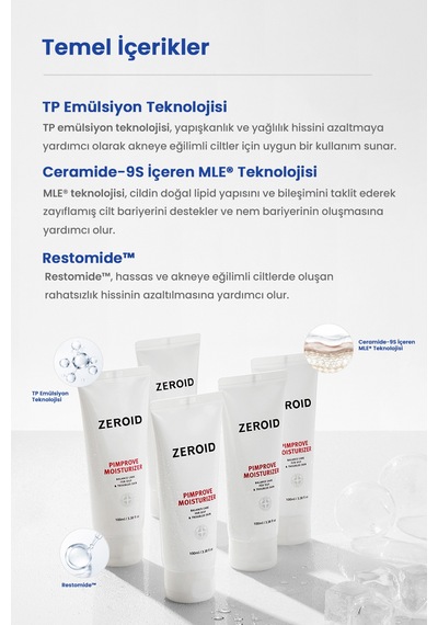 Akneye Eğilimli Ciltler İçin Yağ-nem Dengesi Sunan Jel Krem Zeroıd Pimprove Moisturizer