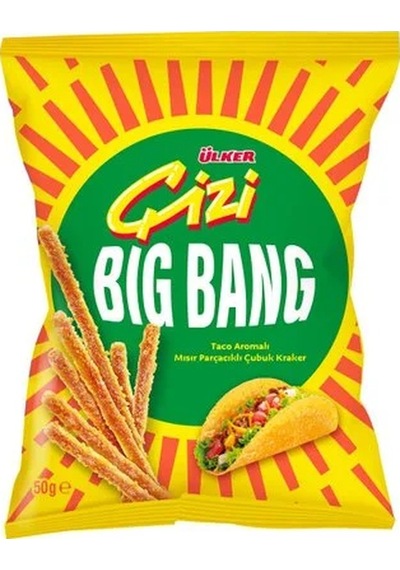 Çizi Big Bang Taco Aromalı Mısır Parçacıklı Çubuk Kraker - 50 Gram - 15 Adet