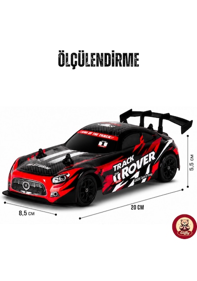 Uzaktan Kumandalı Rc Drift Arabası 15 Km Hız Yapan 4x4 Çekiş Şarjlı 3 Adet Drift Kukası Hediyeli Renk Seçenekli Ralli Spoiler Araba Kırmızı