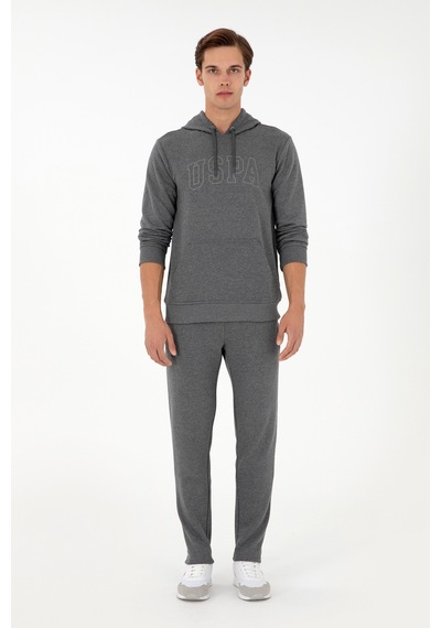 U.S. Polo Assn. Erkek Regular Fit Kapüşonlu Antrasit Melanj Basic Sweatshirt 50295175-VR081