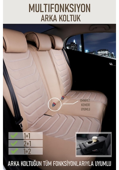 Hyundai İ20 Deri Oto Koltuk Kılıfı Ön Arka Takım Bej Antalya Model Scr