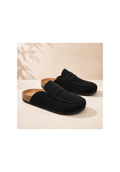Dad Wolf Dadwolf Naples Wrapped 1029675 Loafer Terlik Mantar Taban Hafif Kaymaz Rahat Arkası Açık Günlük Mako Siyah