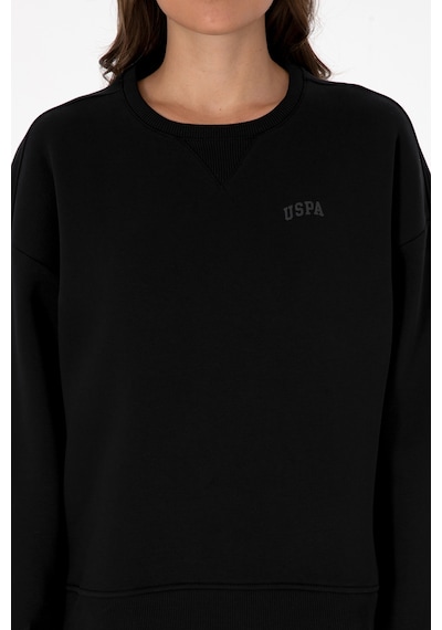 U.S. Polo Assn. Kadın Siyah Şardonlu Bisiklet Yaka Basic Sweatshırt 50313586-VR046