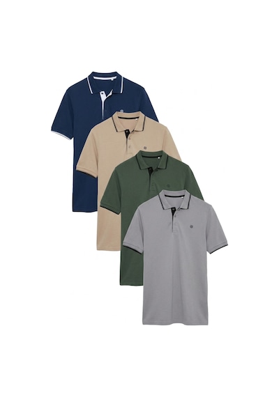 Buratti Pamuklu Slim Fit Şerit Detaylı Düğmeli Polo Yaka 4'Lü Paket Erkek T Shirt 5902118S4 Haki-Indigo-Taş-Vizon