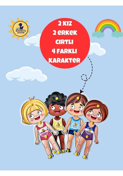 36 Adet Yazlık Kışlık Kıyafet Giydirme Hafıza Geliştiren Cırtlı Etkinlik Oyunu