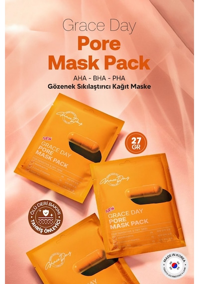 Grace Day Gözenek Bakımı İçin Vitamin ve AHA BHA PHA İçeren Kağıt Maske Grace Day Pore Mask Pack