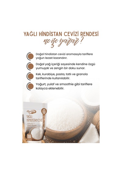 Yağlı Hindistan Cevizi Rendesi 250 Gr Rendelenmiş Hindistan Cevizi, Pasta, Kek Ve Tatlılar