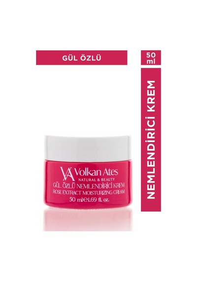 Volkan Ates Natural & Beauty Gül Özlü Nemlendirici Krem Cam Kavanoz 50 Ml