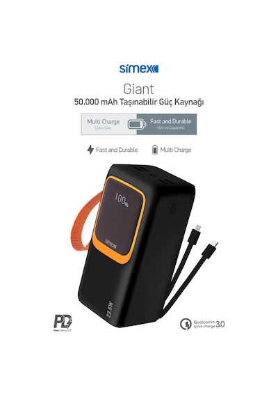 Simex S-35 Giant 50.000 Mah Prime Dijital Göstergeli Powerbank