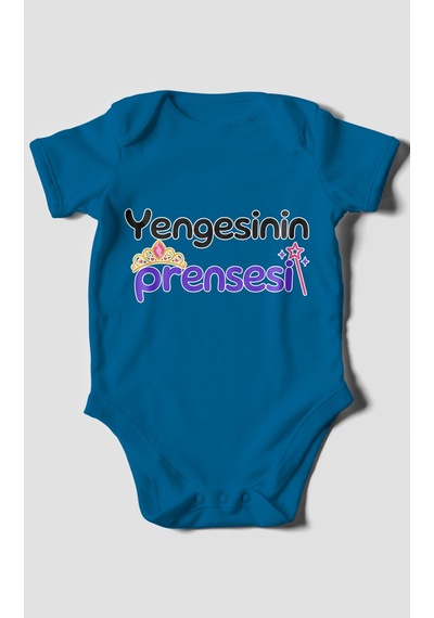 Morivokids Yengesinin Prensesi Kısa Kollu Bebek Body %100 Pamuk Koyu Mavi