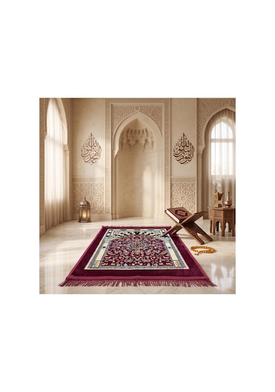 Peluş Seccade 80x120 Cm Desenli Lüks Namaz Seccadesi Çok Renkli