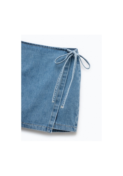 Koton Pamuklu Bağlama Detaylı Mini Denim Şort Etek Orta İndigo 5sal40010md Indigo