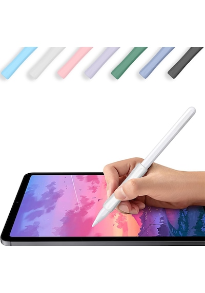 Apple Pencil 1-2 Nesil Pro Usb-c Uyumlu Soft Yumuşak Silikon Kalem Tutucu Zarif Ve Rahat Kullanım Beyaz