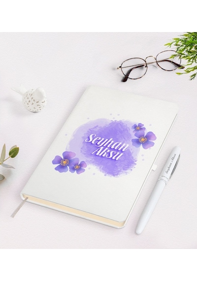 Kişiye Özel Kadınlar Günü Tasarımlı Beyaz Defter Kalem Seti-16