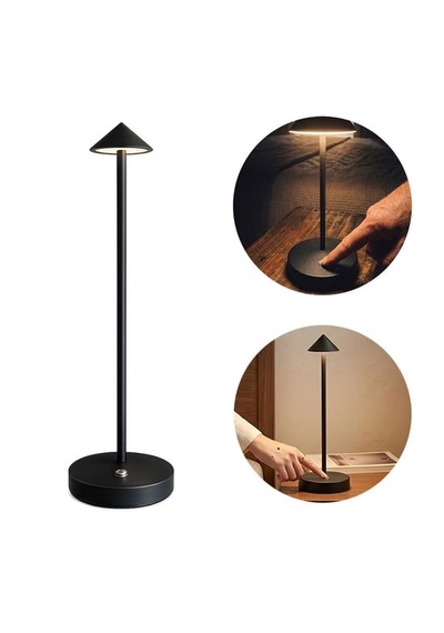 Powermaster Siyah Dokunmatik Ve Şarj Edilebilir Led Gece Lambası Çalışma Masası