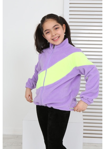 Toontoy Kız Çocuk Dik Yaka Fermuarlı Renk Bloklu Reglan Kol Polar Hırka - Beli Ayarlanabilir Lastikli Lila Toontoy Kız Çocuk Dik Yaka Fermuarlı Renk Bloklu Reglan Kol Polar Hırka - Beli Ayarlanabilir Lastikli Lila