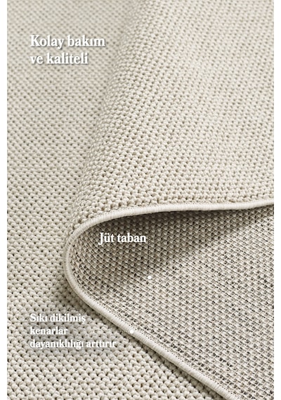Modern Halı Sisal Bukleli Halı Krem Halı Salon Halısı Oturma Odası Halısı Koridor Halısı Yolluk Krem