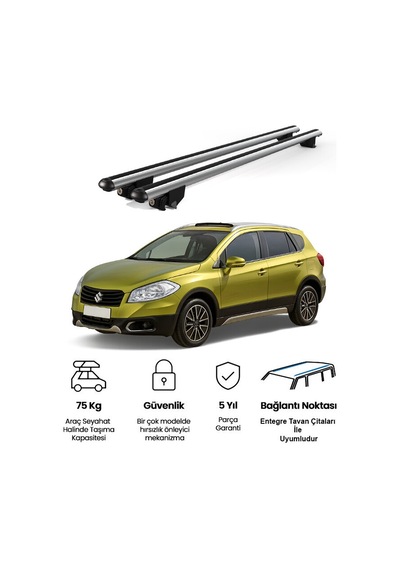 Kanca Suziki Sx4 S-cross 2013 Ve Sonrası Uyumlu Gri Kilitli Ara Atkı 110cm Port Bagaj Tavan Barı