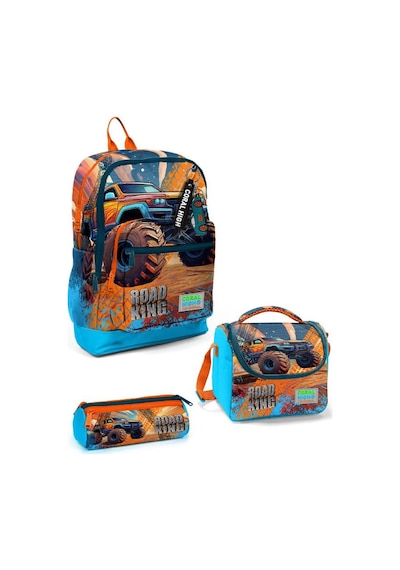 Coral High Goshopya Mavi Turuncu High Wheels Truck Desenli 3 Lü Okul Çanta Seti Goset0123778 Çok Renkli