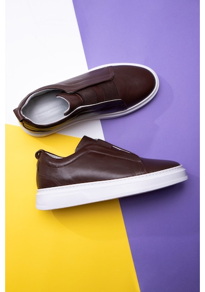 Ducavelli Espo Erkek Hakiki Deri Sneaker, Lastikli Sneaker, Hakiki Deri Sneaker, Erkek Sneaker Kahverengi