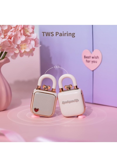 Love-lock Bluetooth Hoparlör, Küçük Taşınabilir Müzik Kutusu, Kablosuz Stereo Eşleştirme, Retro Ses Kutusu, Sevimli Masaüstü Dekorasyonu, Kızlar İçin, Pembe