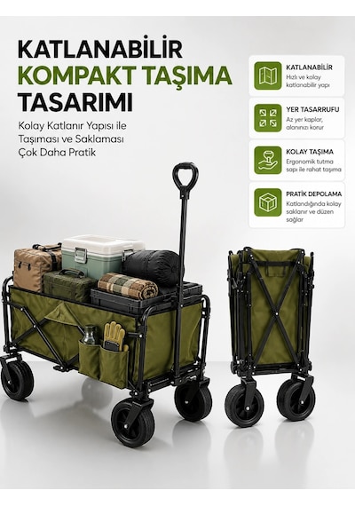 Zenvia 130 Kg Taşıma Kapasiteli Katlanabilir Wagon Taşıma Arabası Znv2026 Çok Renkli